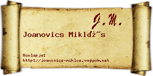 Joanovics Miklós névjegykártya
