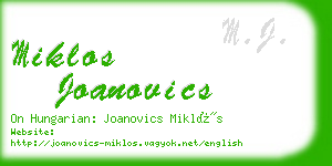 miklos joanovics business card